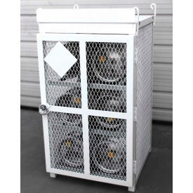Encore Commercial Products Inc ENC-FC-33-6 6 Capacity 33 Lbs Cylinders Heavy Duty Steel Gas Cylinder Cage 36"Wx36"Dx60"H White, Manual Close image.