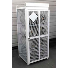 Encore Commercial Products Inc ENC-FC-33-8 8 Capacity 33 Lbs Cylinders Heavy Duty Steel Gas Cylinder Cage 30"Wx30"Dx70"H White, Manual Close image.