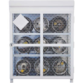 Encore Commercial Products Inc ENC-FC-33-9 9 Capacity 33 Lbs Cylinders Heavy Duty Steel Gas Cylinder Cage 44"Wx30"Dx53"H White, Manual Close image.