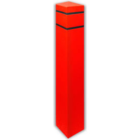 Encore Commercial Products Inc SQN655RBLK Post Guard® Bollard Cover Square 6.5" Dia.  x 55" H, Red/Black Tape image.