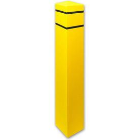 Encore Commercial Products Inc SQN655YBLK Post Guard® Bollard Cover Square 6.5" Dia.  x 55" H, Yellow/Black Tape image.