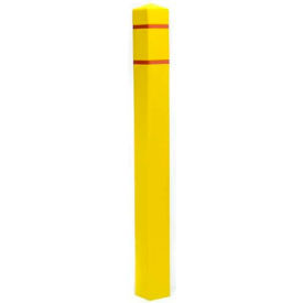 Encore Commercial Products Inc SQN655YR Post Guard® Bollard Cover SQN655YR, 6.5"Dia. X 55"H, Yellow W/Red Tape, Square image.