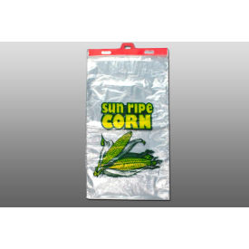 Elkay Plastics Company Inc E1322LLD-CRN Corn Bags On Plastic Header, 13"W x 22"L, 1.2 Mil, Clear, 500/Pack image.