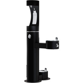 Elkay ezH20 Outdoor Bottle Filler w/ Drinking Fountain & Pet Station Black