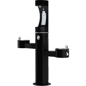 Elkay Outdoor Tubular with 2 Fountains & Upper Bottle Filling Black