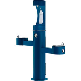 Elkay Outdoor Tubular with 2 Fountains & Upper Bottle Filling Blue
