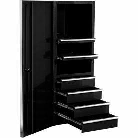 Extreme Tools, Inc. EX2404SCQBKCR Extreme Tools EXQ 4 Drawer/2 Shelf Pro Side Cabinet, 24"W x 30"D x H"63-3/8, Black w/Chrome Handles image.