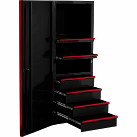 Extreme Tools, Inc. EX2404SCQBKRD Extreme Tools EXQ 4 Drawer/2 Shelf Pro Side Cabinet, 24"W x 30"D x H"63-3/8, Black w/Red Handles image.