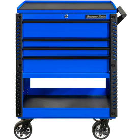 Extreme Tools, Inc. EX3304TCBLBK Extreme Tools EX3304TCBLBK 33"W x 22-7/8"D 4 Drawer Blue Deluxe Tool Cart W/Bumpers Black Pulls image.