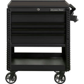 Extreme Tools, Inc. EX3304TCMBBK Extreme Tools EX3304TCMBBK 33"Wx22-7/8"Dx44-1/4"H 4 Drawer Matte Black Deluxe Tool Cart W/ Bumpers image.