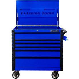6-Drawer Tool Cart with Bumpers, 41-3/4"W x 25-3/4"D x 43"H, Blue with Black Trim view 2