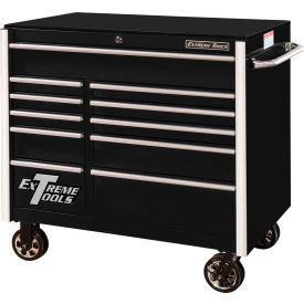 Extreme Tools, Inc. RX412511RCBK Extreme Tools RX412511RCBK Professional 41-1/2" x 25"D x 40-1/2"H 11 Drawer Black Roller Cabinet image.