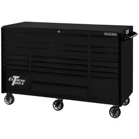 Extreme Tools, Inc. RX552512RCMBBK-X Extreme Tools RX 19 Drawer Roller Cabinet, 55"W x 25"D x H"46, Matte Black w/Black Handles image.