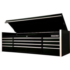 12-Drawer Top Chest, 72"W x 25"D x 22-1/4"H, Black with Chrome Trim view 2