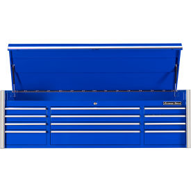 12-Drawer Top Chest, 72"W x 25"D x 22-1/4"H, Blue with Chrome Trim view 2