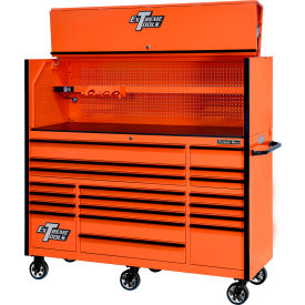 19-Drawer Rolling Tool Cabinet, 72"W x 25"D x 47"H, Orange with Black Trim view 2