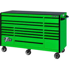 Extreme Tools, Inc. RX723019RCGNBK-250 Extreme Tools RX723019RCGNBK-250 Professional 72" 19 Drawer Green Triple Bank Roller Cabinet image.