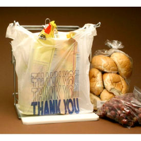 Elkay Plastics Company Inc CT1520TY Printed "Thank You" T Shirt Bags W/ Suffocation Warning, 10"W x 19"L, .47 Mil, White, 2000/Pack image.