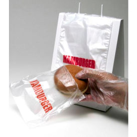 Elkay Plastics Company Inc DP657HAM Saddle Pack Printed Bags, "Hamburger", 6-1/2"W x 7"L, .5 Mil, Clear, 2000/Pack image.