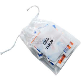 Elkay Plastics Company Inc DS151014W Pull Tite Drawstring Bags W/ White Block, 10"W x 14-1/2"L, 1.5 Mil, Clear, 1000/Pack image.