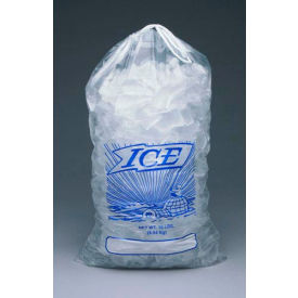 Elkay Plastics Company Inc H19PDS Printed Drawstring Metallocene Ice Bags, 12"W x 19"L, 1.35 Mil, 500/Pack image.