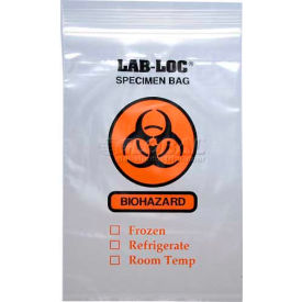 Elkay Plastics Company Inc LAB20606 Reclosable 3-Wall Specimen Transfer Bag (Biohazard), 6" x 6", Clear, Pkg Qty 1000 image.