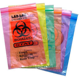 Elkay Plastics Company Inc LAB221215GE Reclosable 2-Wall Specimen Transfer Bag (Biohazard), 12" x 15", Green Tint, Pkg Qty 1000 image.