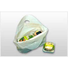 Elkay Plastics Company Inc TO211810 Take Out Bags W/ Bell Top Carry Handle, 21"W x 18"L, 1.25 Mil, White, 500/Pack image.