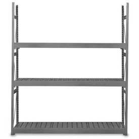 Equipto 1016-61A-GY Equipto V-Grip 3 Level, Bulk Storage Rack, No Deck, Add On, 72"W x 15"D x 72"H, Smooth Office Gray image.