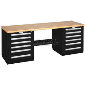 Equipto 2596-8W-BK Modular Drawer Bench - 8 -Two Modular Cabinets, Black image.