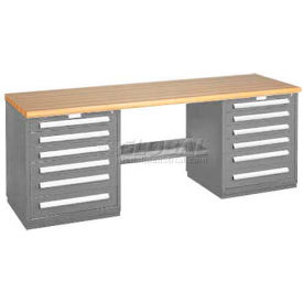 Modular Drawer Bench - 8' -Two Modular Cabinets, Dove Gray