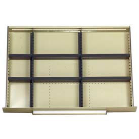 Equipto 4183H10-GY Equipto Modular Drawer Divider Set For Drawer 36" W X 24" D X 3" H - 9 Compartments, Office Gray image.