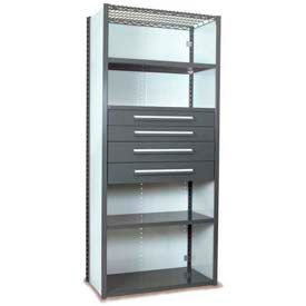 Equipto S4221VNS-GY Equipto Vg Closed Shelf Starter Unit - 36" W X 18"D X 84" H W/ 5 Shelves and 4 Drawers, Office Gray image.