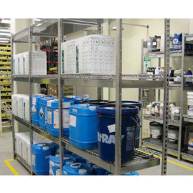 Equipto 43878-01A-BL V-Grip Wire Shelving Spill Containment System-4 Shelves & Trays-36"W x 18"D x 84"H-Add-On-Blue image.