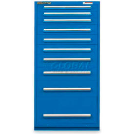 Equipto 4424-01-4101KA-BL Equipto 30"W Modular Cabinet 10 Drawers w/Dividers, 59"H, Keyed Alike Lock-Textured Regal Blue image.