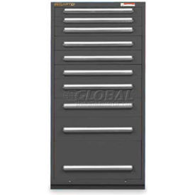Equipto 4424-01-GY Equipto 30"W Modular Cabinet 10 Drawers w/Dividers, 59"H, No Lock-Smooth Office Gray image.