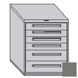Equipto 443038-042MT-4101KA-GY Equipto 30"W Modular Cabinet 6 Drawers No Divider, 38"H, Keyed Alike Lock-Smooth Office Gray image.