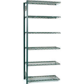 Equipto 4535-04A-BL Equipto® V-Grip 4 Shelf, Textured Blue Wire Shelving Unit, Add On, 36"W x 18"D x 60"H image.