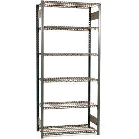Equipto, V-Grip, Smooth Office Gray, 4 Tier, Wire Shelving Starter Unit, 36