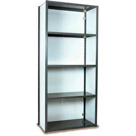 Equipto 673-5S-GY Equipto V Grip 5 Shelf, Closed Steel Shelving Unit, Starter, 36"W x 18"D x 84"H, Smooth Office Gray image.