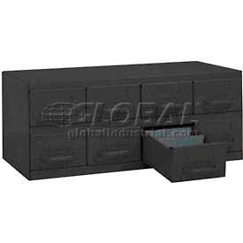 Equipto 8-GY Equipto Cabinet w/8 Drawers, 23"W x 12"D x 9-3/8"H, Smooth Office Gray image.