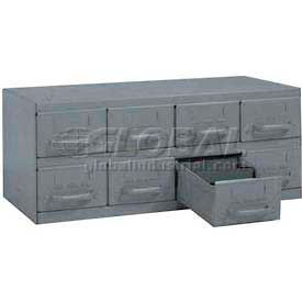 Equipto 8-LG Equipto Cabinet w/8 Drawers, 23"W x 12"D x 9-3/8"H, Textured Dove Gray image.