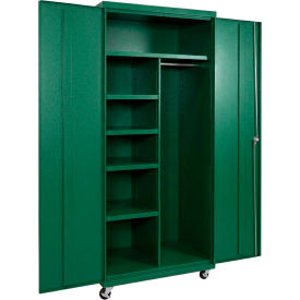Equipto® Industrial Duty Mobile Combination Cabinet 36"W x 24"D x 66"H 20 Gauge Green 