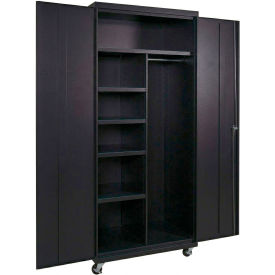 Commercial Mobile Combination Cabinet, 36"W x 24"D x 72"H, 20 Gauge, Black view 2