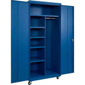 Commercial Mobile Combination Cabinet, 36"W x 24"D x 72"H, 20 Gauge, Blue view 2