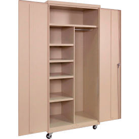 Commercial Mobile Combination Cabinet, 36"W x 24"D x 72"H, 20 Gauge, Putty view 2
