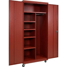 Commercial Mobile Combination Cabinet, 36"W x 24"D x 72"H, 20 Gauge, Red view 2