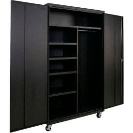 Commercial Mobile Combination Cabinet, 48"W x 24"D x 72"H, 20 Gauge, Black view 2
