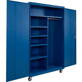 Commercial Mobile Combination Cabinet, 48"W x 24"D x 72"H, 20 Gauge, Blue view 2