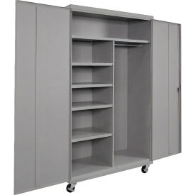Commercial Mobile Combination Cabinet, 48"W x 24"D x 72"H, 20 Gauge, Gray view 2